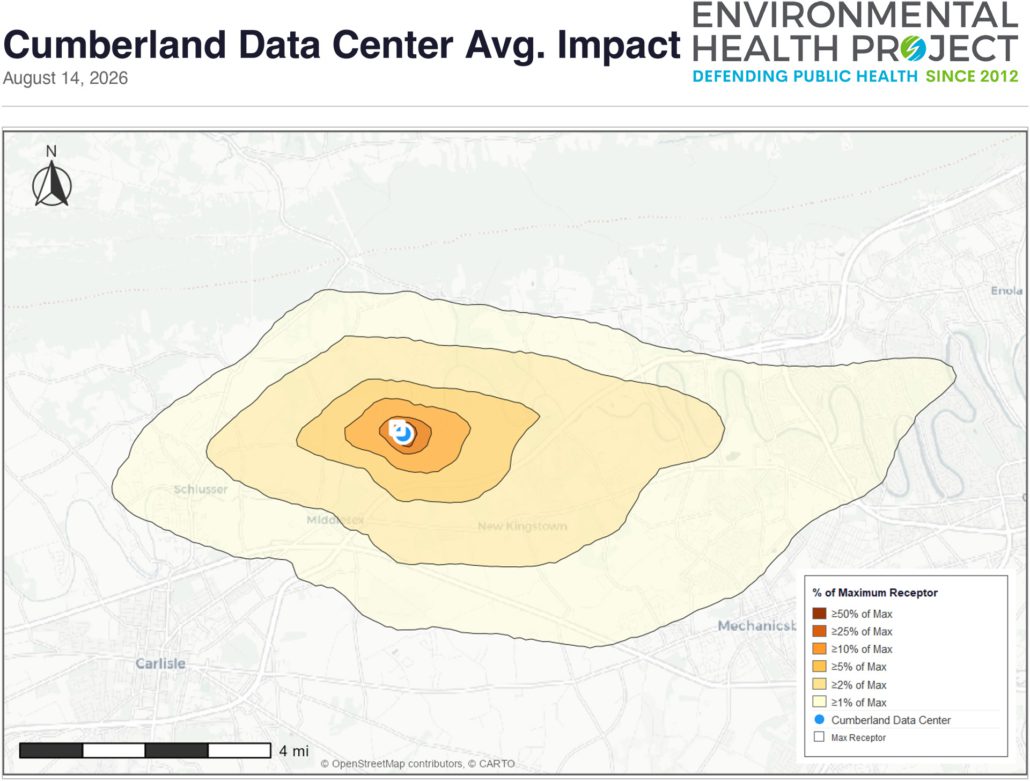 Cumberland Data Center Average Impact Air Pollution